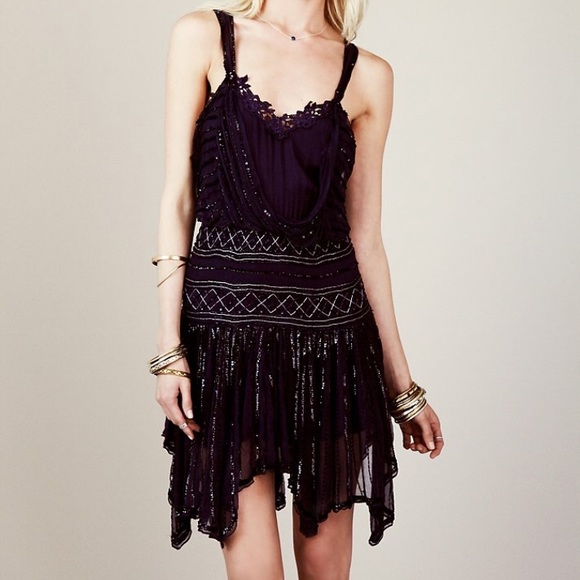 Free People Ode To Shimmer Dress in Sapphire - Picture 3 of 16